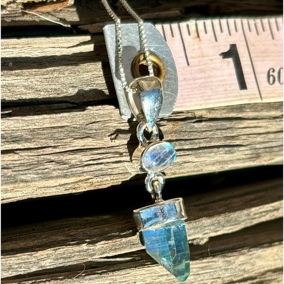 Aqua Aura Quartz & Moonstone Necklace - Picture 15 of 16